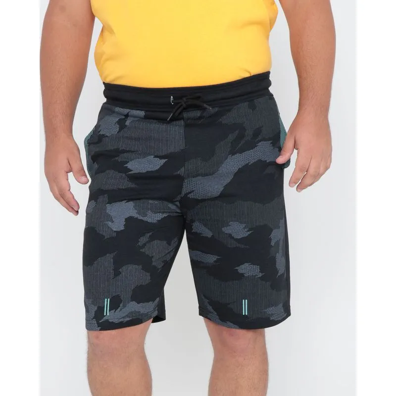 Bermuda Masculina Plus Size Esportiva Camuflada Preta G2
