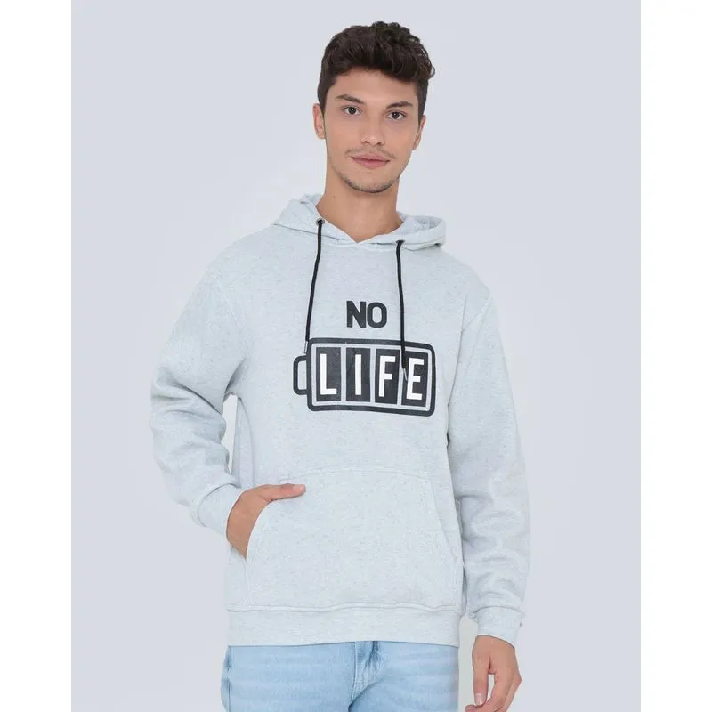 Blusão Moletom Masculino Estampado Cinza Claro GG