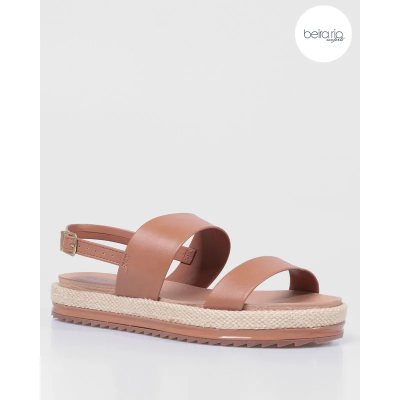 Sandália Flatform Corda Beira Rio Caramelo 36