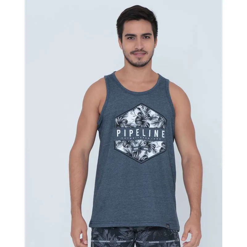 Regata Masculina Estampa Floral Azul GG
