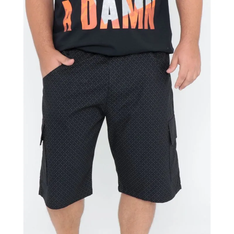 Bermuda Sarja Plus Size Cargo Preta G2