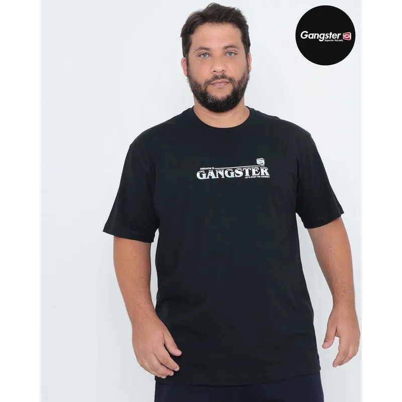 Camiseta Plus Size Estampada Gangster Preta G4