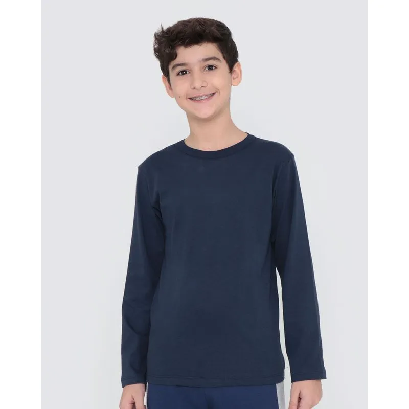 Camiseta Juvenil Manga Longa Básica Marinho 4