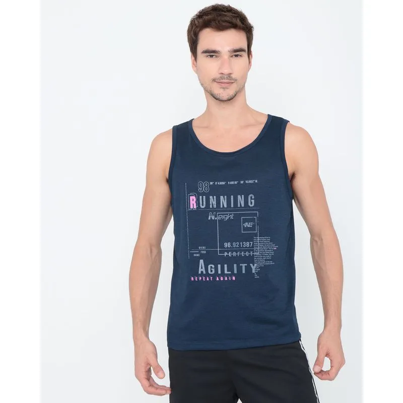 Regata Masculina Esportiva Estampa Escrita Azul Marinho GG