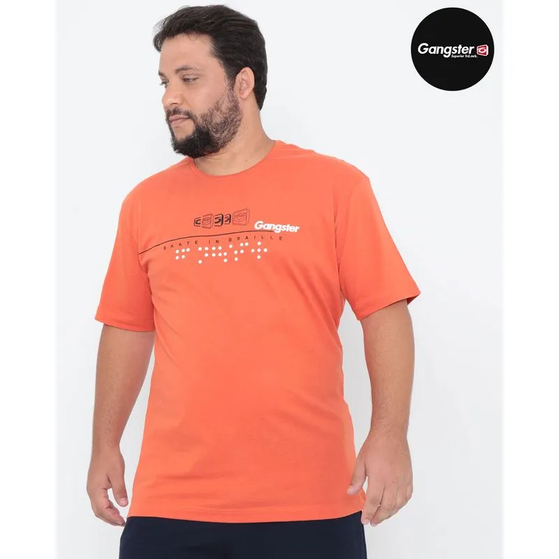 Camiseta Plus Size Skate Gangster Laranja G4