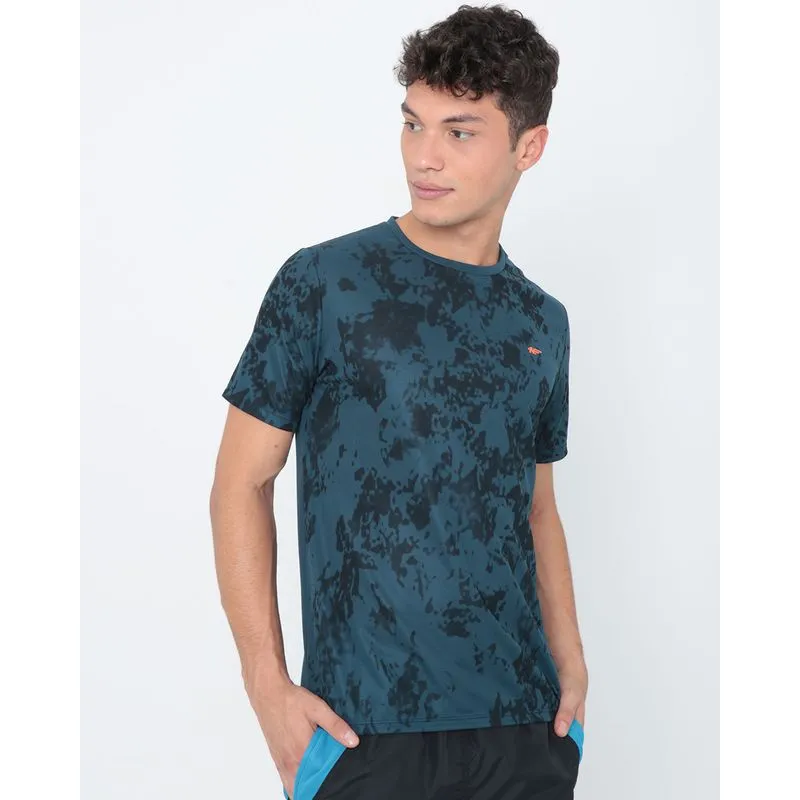 Camiseta Esportiva Estampada Azul Escuro P