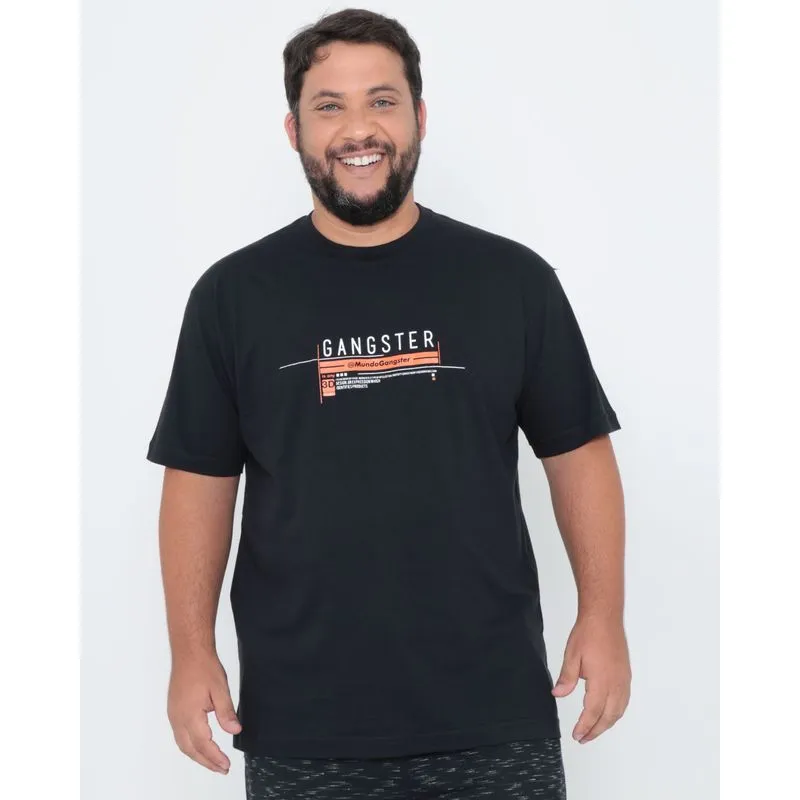 Camiseta Plus Size Gangster Estampa Preta G3