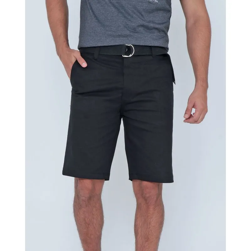 Bermuda Sarja Masculina Básica Com Cinto Preta 46