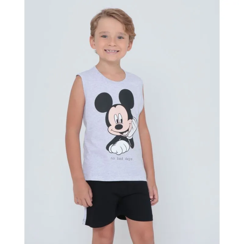 Pijama Infantil Regata Mickey Disney Cinza 10
