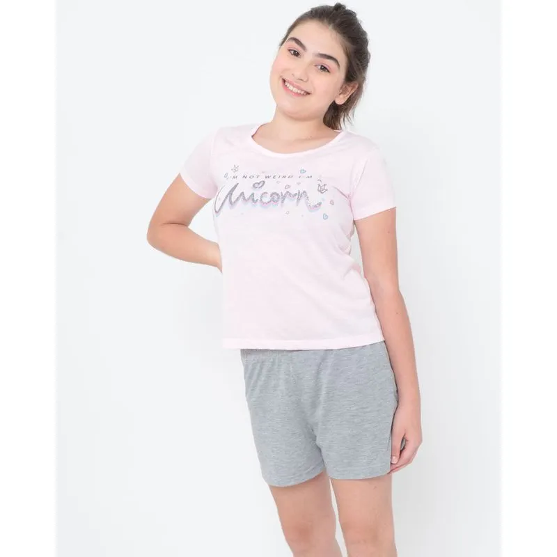 Pijama Juvenil Brilho Rosa Claro 10