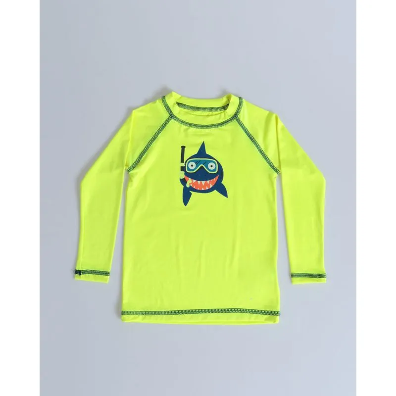 Camiseta Infantil Shark Proteção Uv Neon Amarela 2