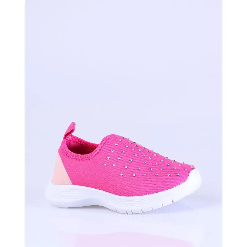 Tênis Bebê Slip On Strass Rosa Pink 18