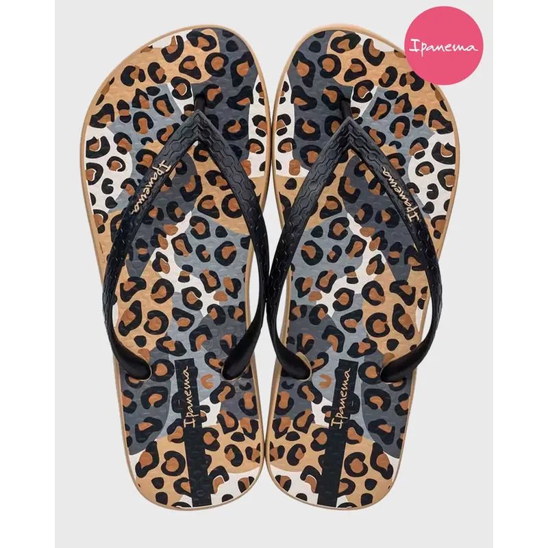 Chinelo Ipanema Feminino Trendy Animal Print Bege 37/38