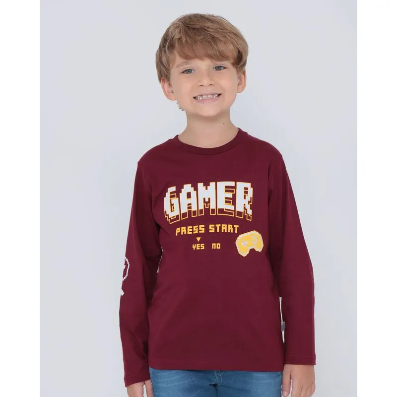 Camiseta Infantil Estampa Game Vinho 8