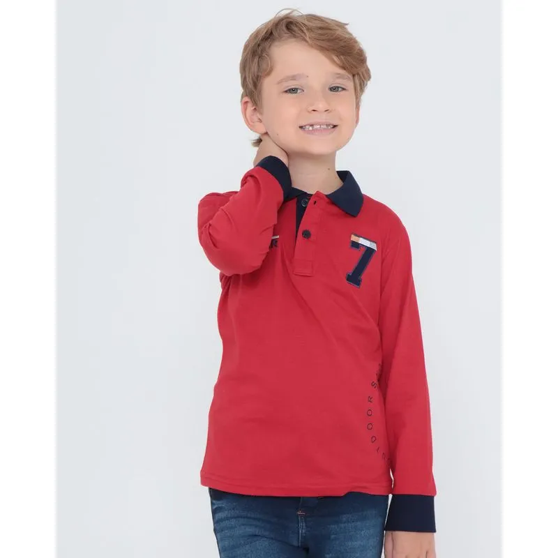 Polo Infantil Estampa Esporte Vermelha 4