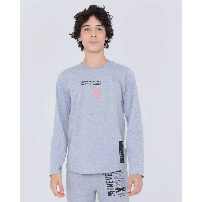 Camiseta Juvenil Manga Longa Urban Cinza 18