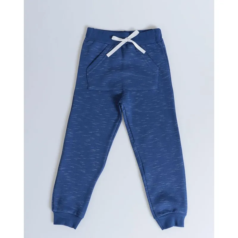 Calça Moletom Bebê Rajada Com Bolso Canguru Azul 3