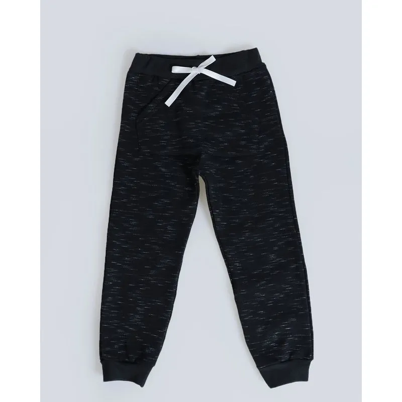 Calça Moletom Bebê Rajada Com Bolso Canguru Preta 2