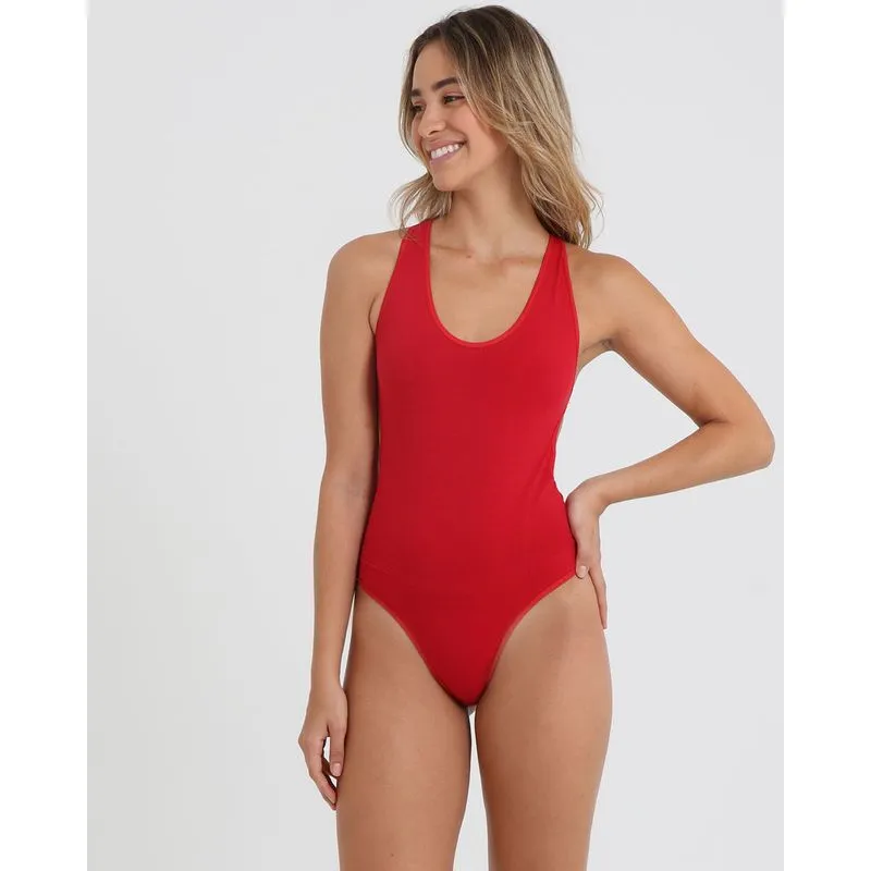 Body Cavado Elástico Vermelho 42