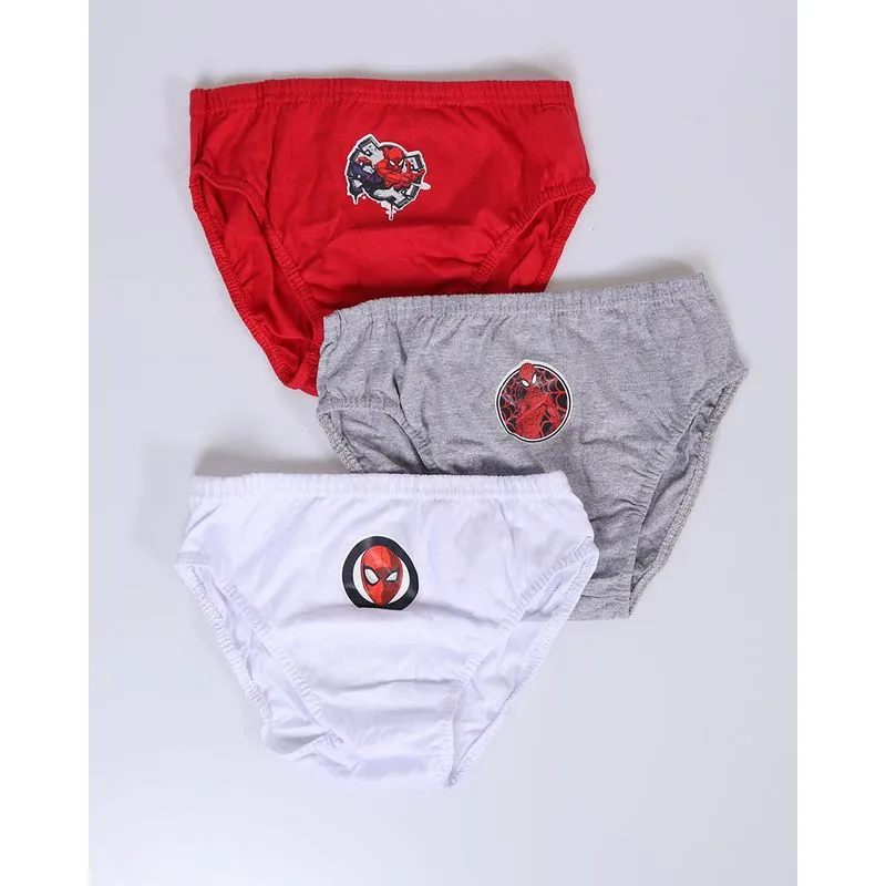 Kit 3 Cuecas Infantis Homem Aranha Marvel Branca Cinza Vermelha 6