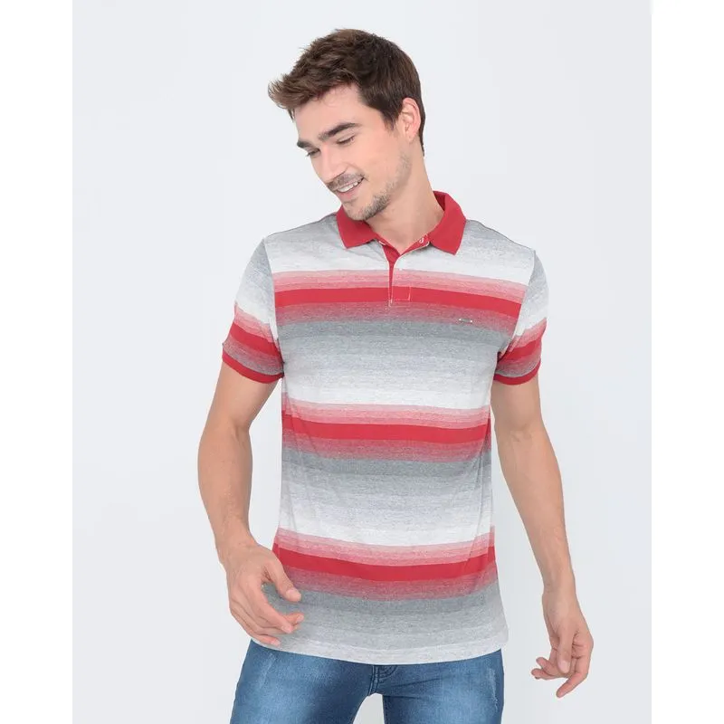 Polo Masculina Manga Curta Multicor Vermelha P