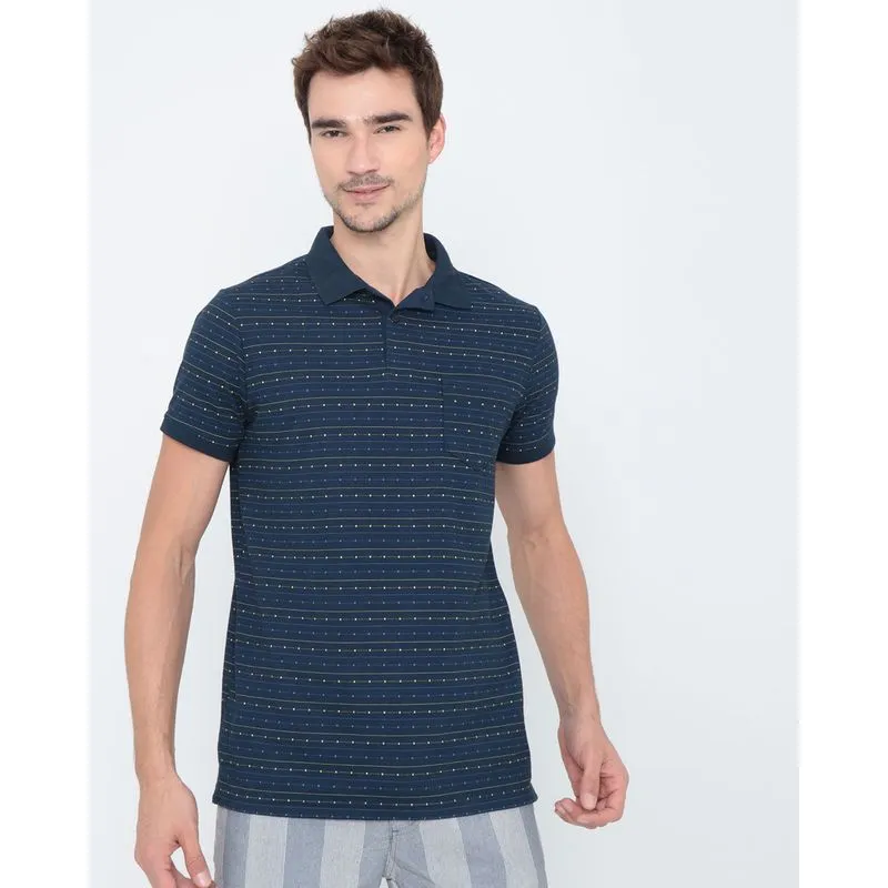 Polo Masculina Estampada Bolso Marinho GG