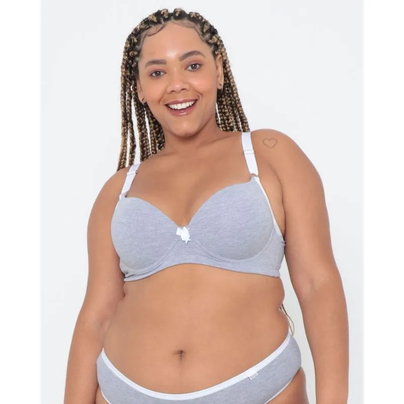 Sutiã Plus Size Com Base Mescla Cinza 50