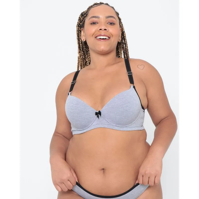 Sutiã Plus Size Básico Cinza Claro 50