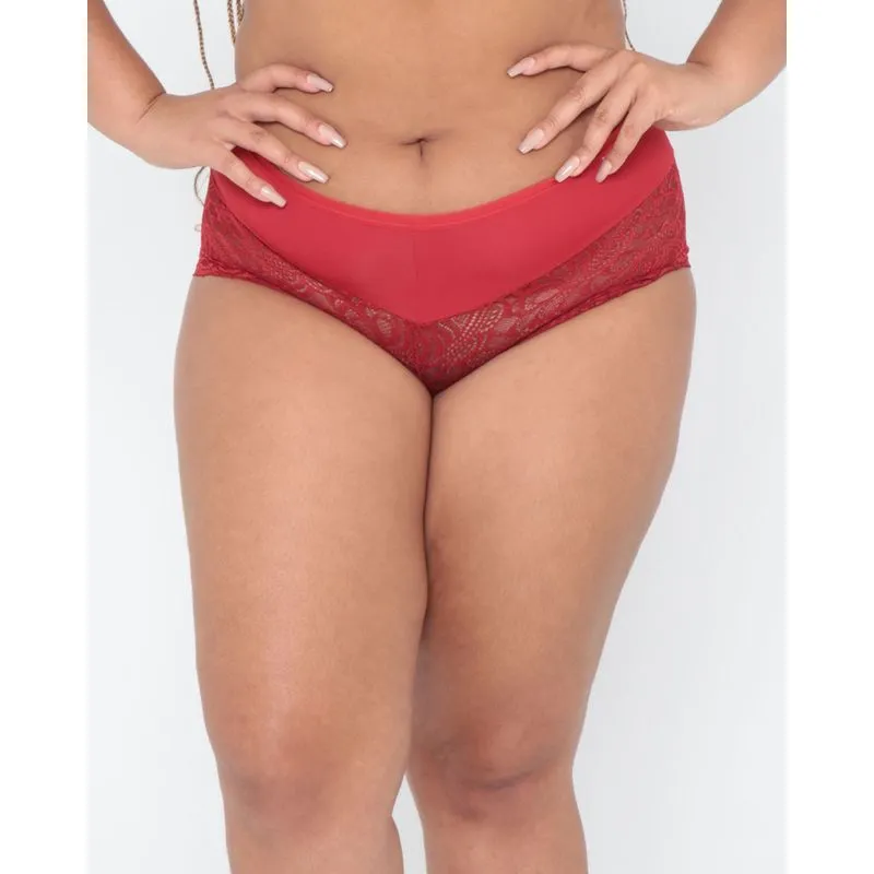 Calcinha Plus Size Caleçon Renda Vermelha GG