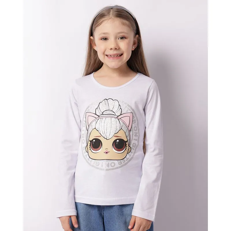 Camiseta Infantil Lol Surprise Manga Longa Branca 10