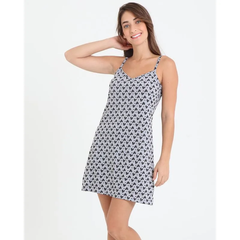 Camisola De Alcinha Coração Cinza G