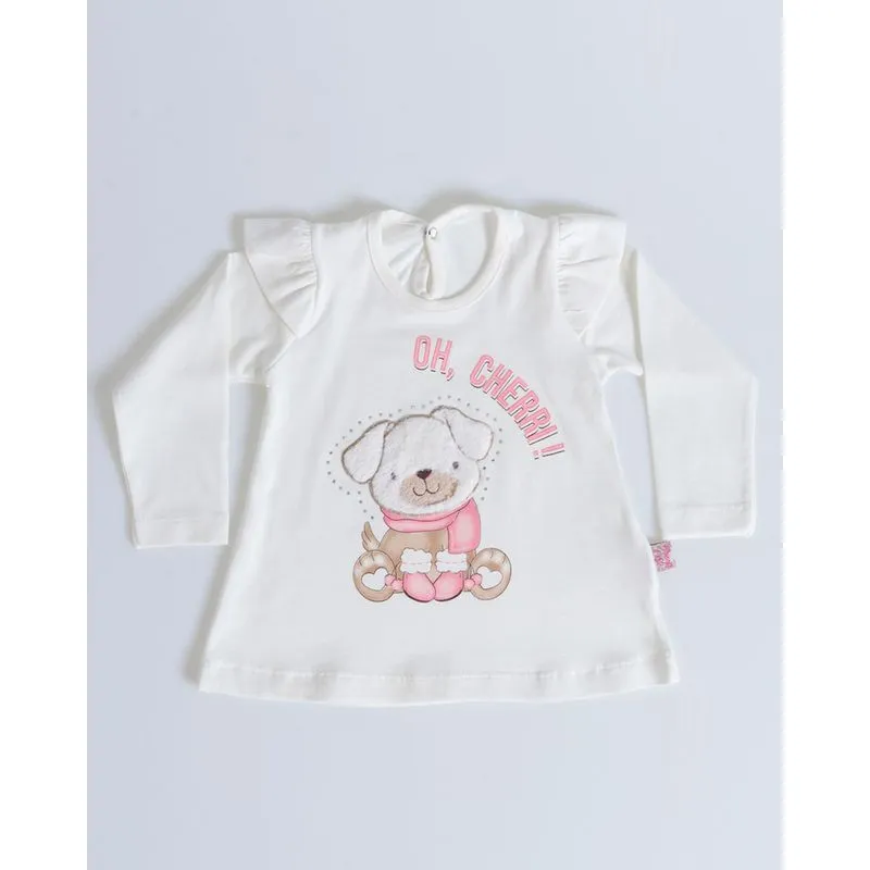Blusa Bebê Estampa Pelúcia Off White G