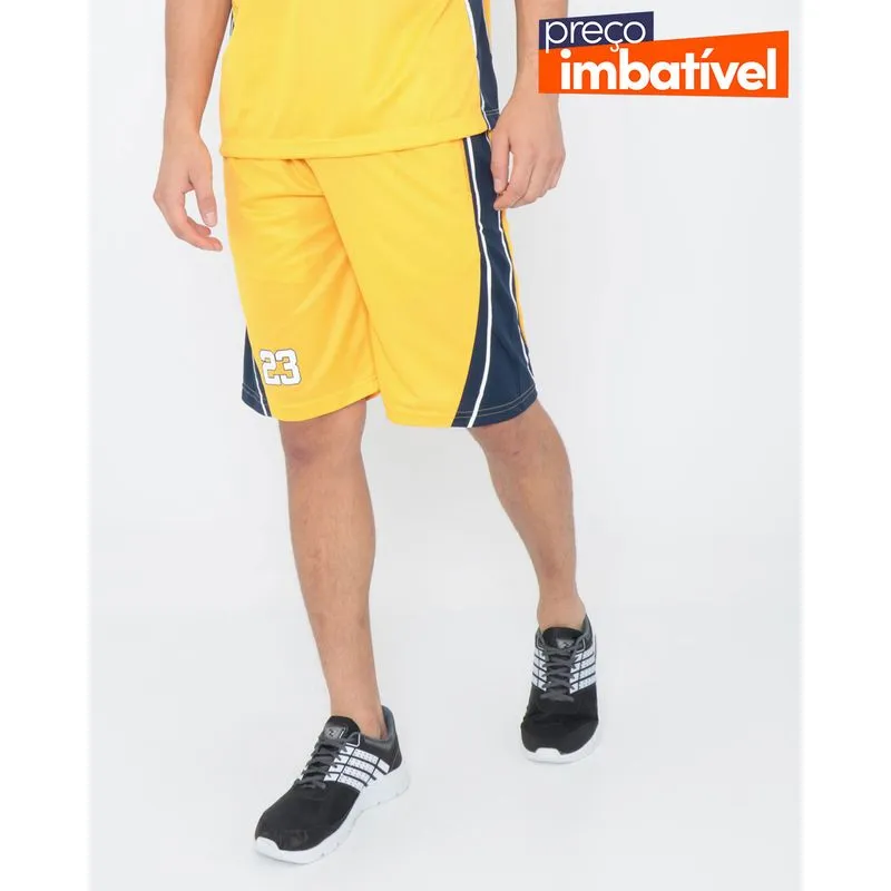 Bermuda Masculina Esportiva Recorte Amarela GG