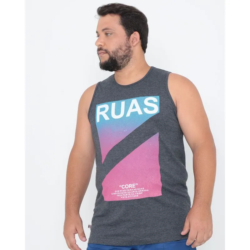 Regata Plus Size Estampa Degradê Cinza G2
