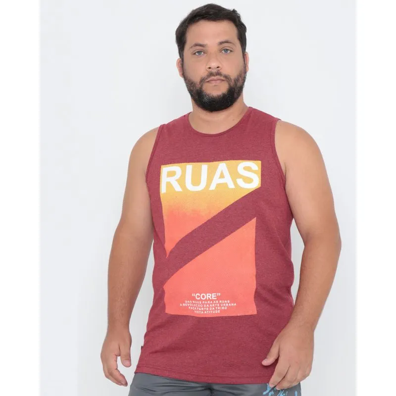 Regata Plus Size Estampa Mescla Vermelho G2