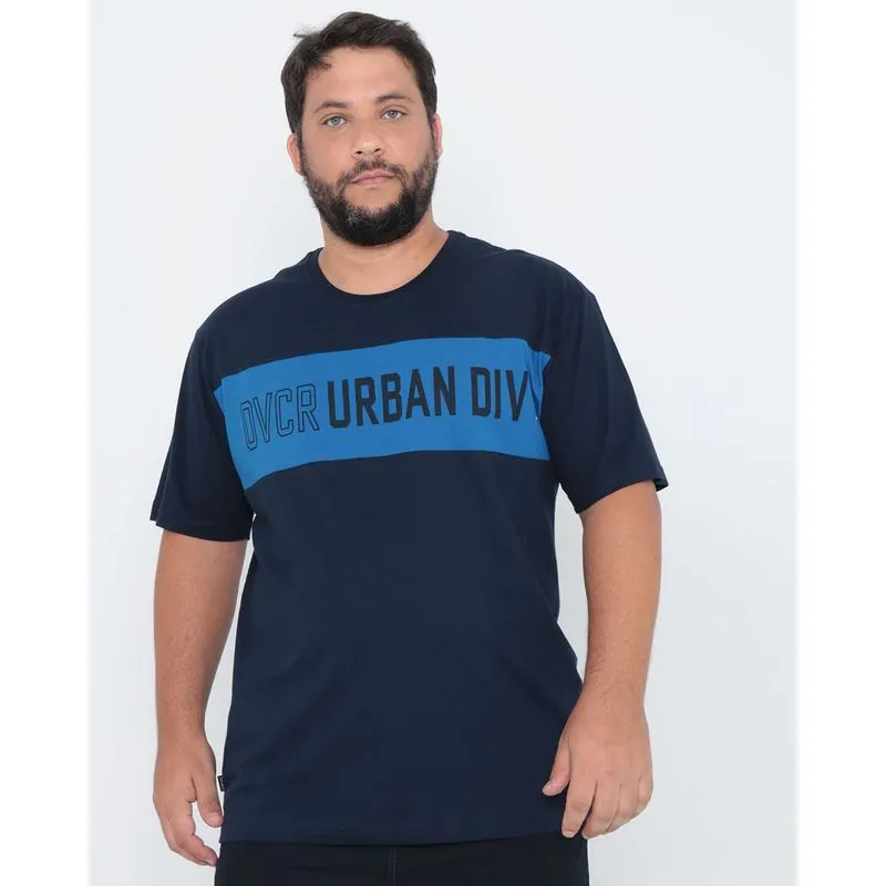 Camiseta Plus Size Manga Curta Estampada Urban Marinho G1