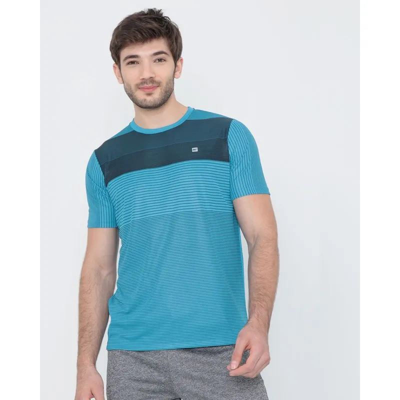 Camiseta Esportiva Manga Curta Listras Azul G