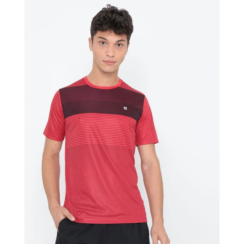 Camiseta Esportiva Manga Curta Listras Vermelha G