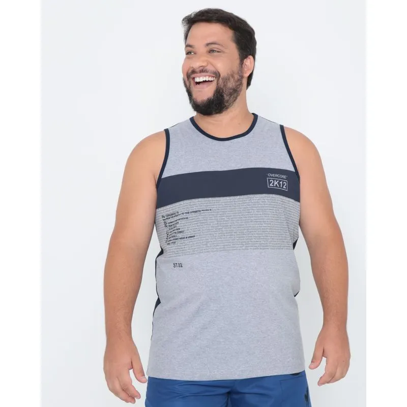 Regata Plus Size Recorte Mescla Cinza G2