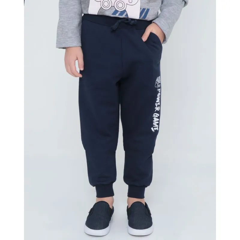 Calça Moletom Infantil Bolsos Game Azul Marinho 4