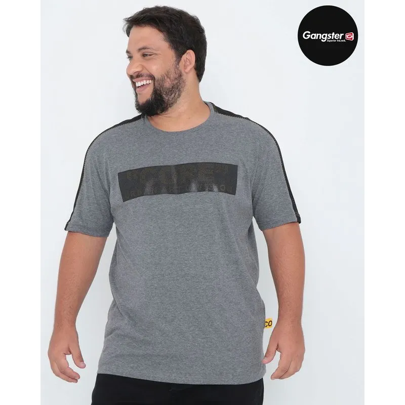 Camiseta Manga Curta Plus Size Gangster Mescla G2