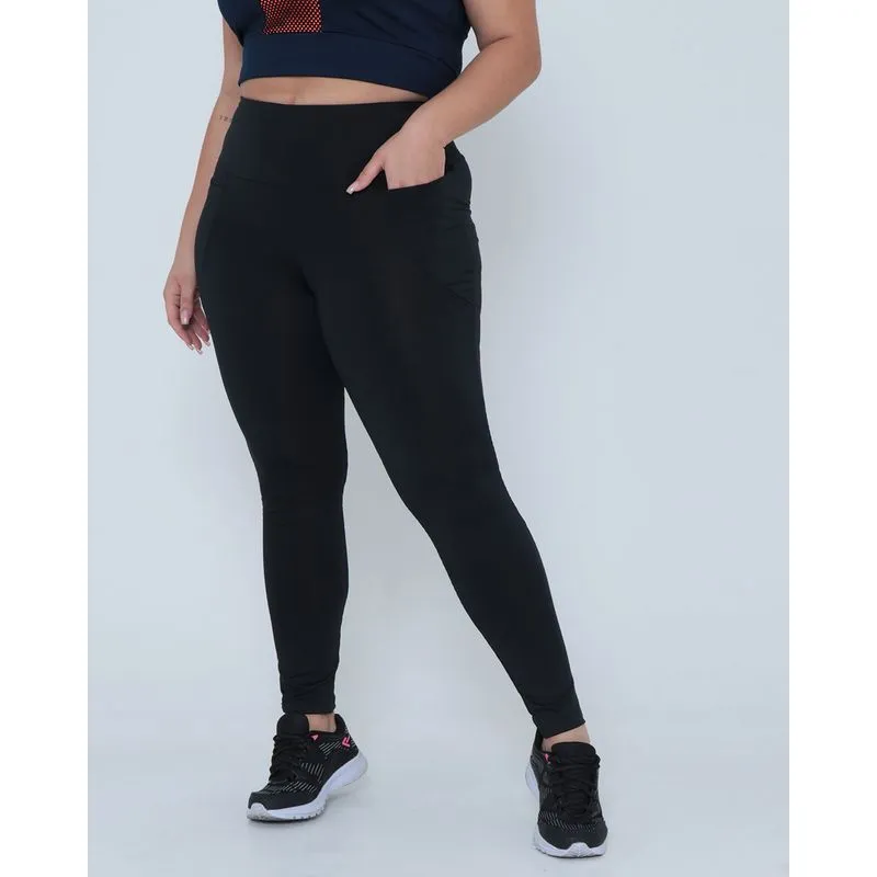 Calça Legging Plus Size Fitness Cintura Alta Preta G3