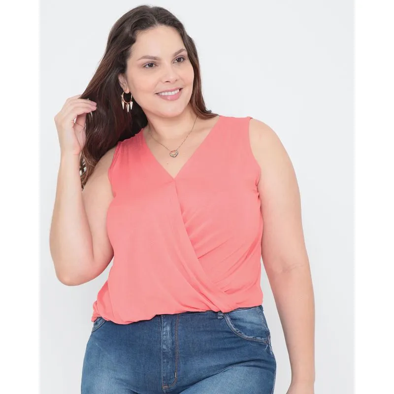 Regata Feminina Plus Size Mullet Coral G1