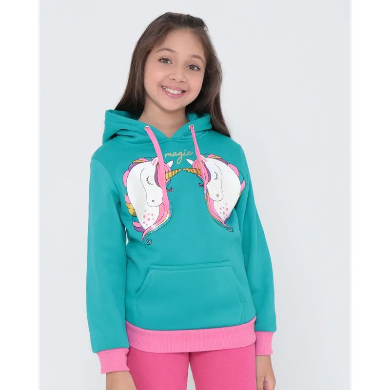 Blusão Infantil Moletom Estampa Unicórnio Verde 6