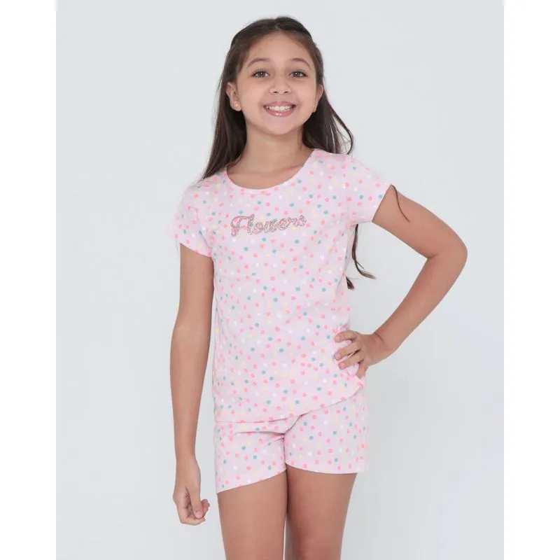 Pijama Infantil Estampa Poá Rosa Claro 4