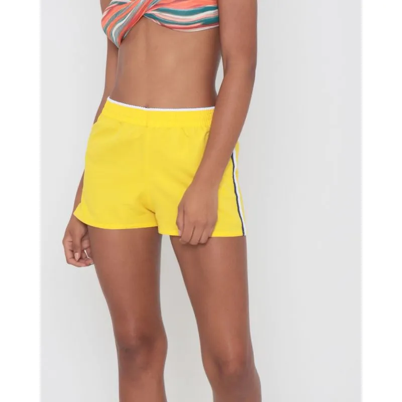 Short Praia Básico Frisos Amarelo G