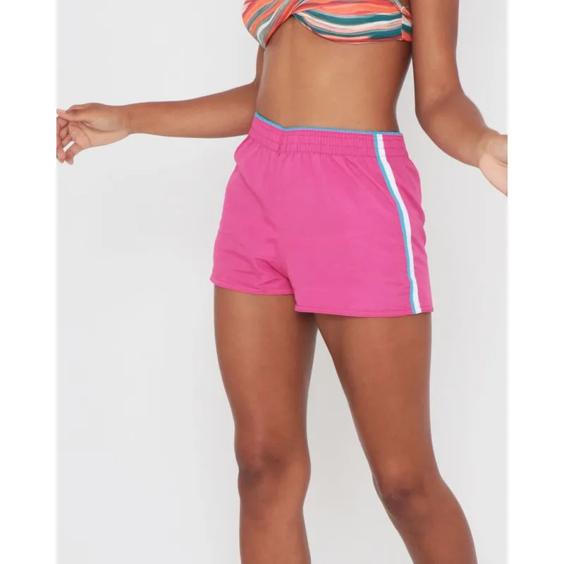 Short Praia Básico Frisos Rosa GG