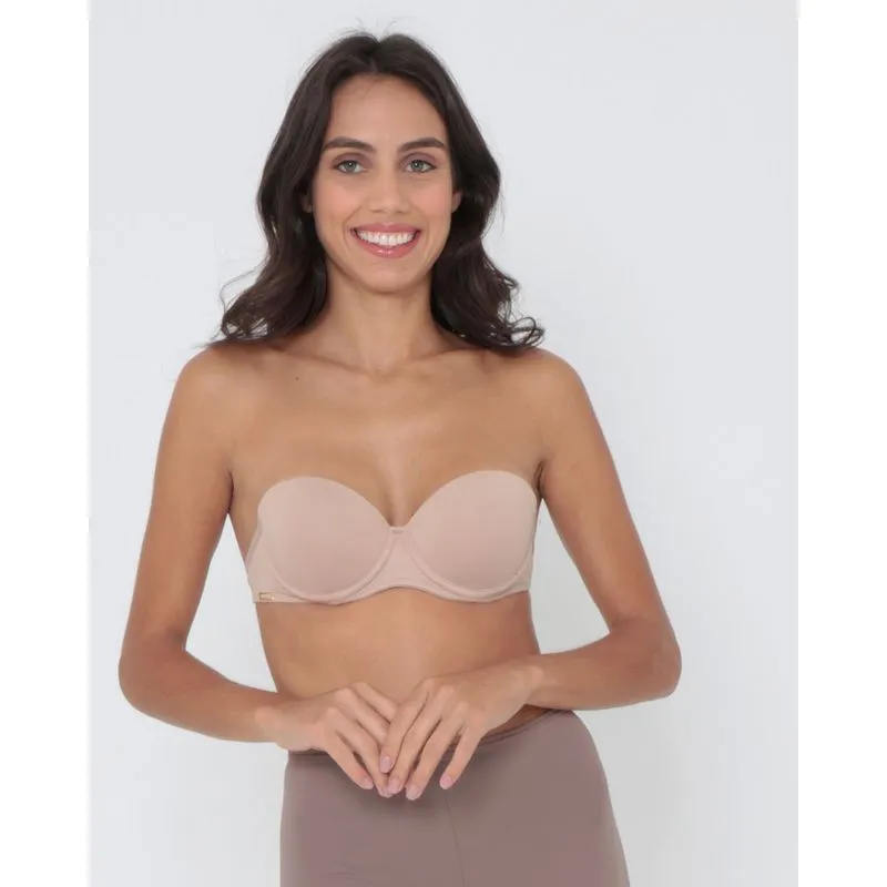 Sutiã Tomara Que Caia Silicone Costas Bege 44