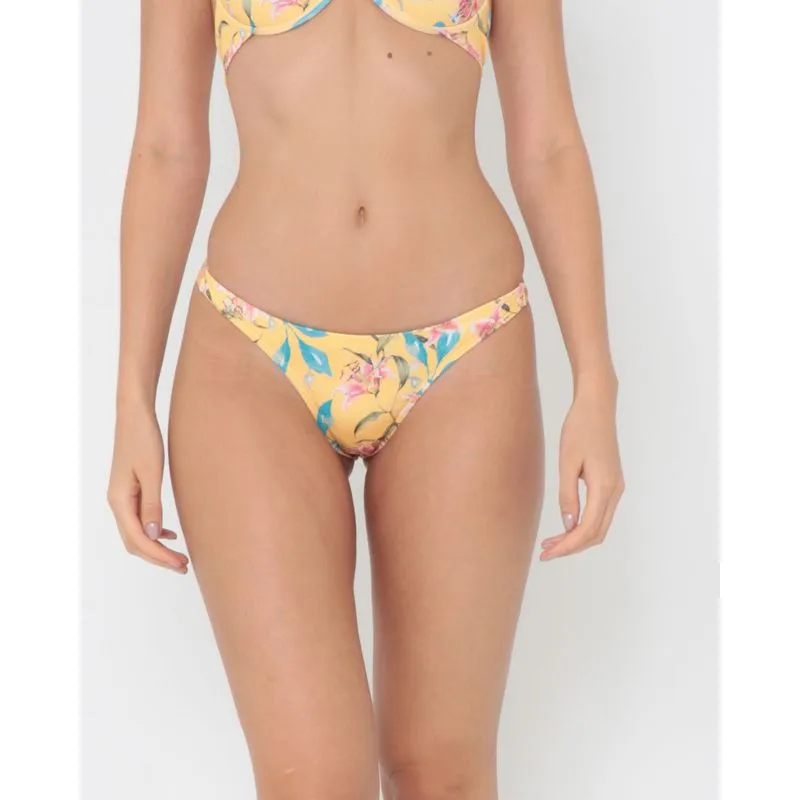 Biquíni Avulso Calcinha Fio Floral Amarela M