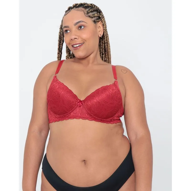 Sutiã Plus Size Base Renda Vermelho 46